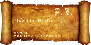 Pláger Nimfa névjegykártya